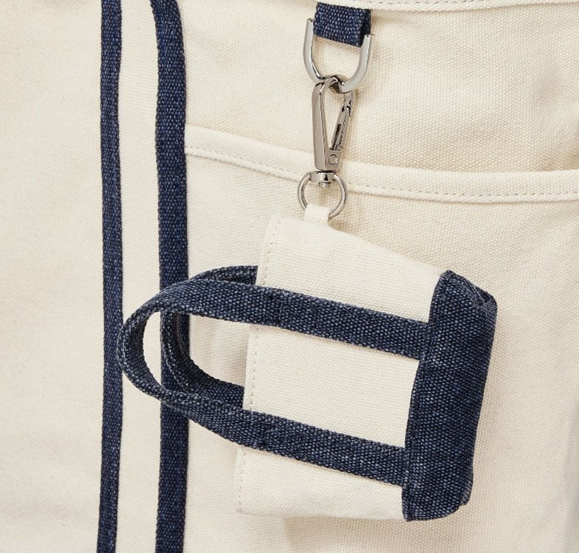 Canvas Mini Tote Bag Clip On Charm Keychain LL Bean Style