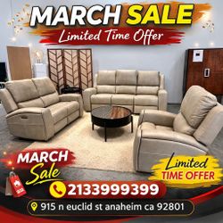 3-piece Triple Power Reclining Sofa Set Grey