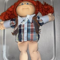 Vintage! 1985 Cabbage Patch Doll Cowgirl, Red Hair, Pigtails, Blue Eyes