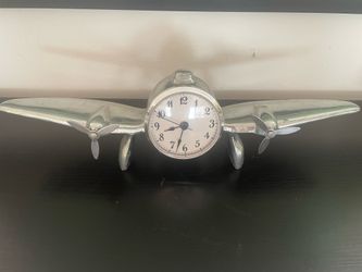 Airplane Clock Twin Propellers Art Decor