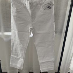 Kut from the Kloth - White Mid Rise Crop Jeans, Size 6