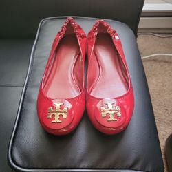 TORY BURCH  REVA RED FLATS  Size:8.5/9