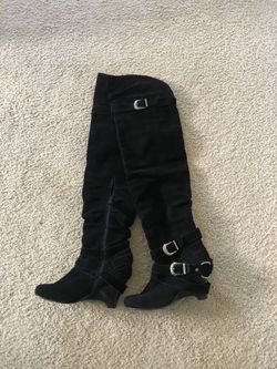 Black high suede boots