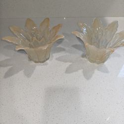 2 Glass Arte Murano Candle Holders