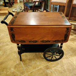 VINTAGE HITCHCOCK ROLLING  TEA/BAR CART BY ETHAN ALLEN