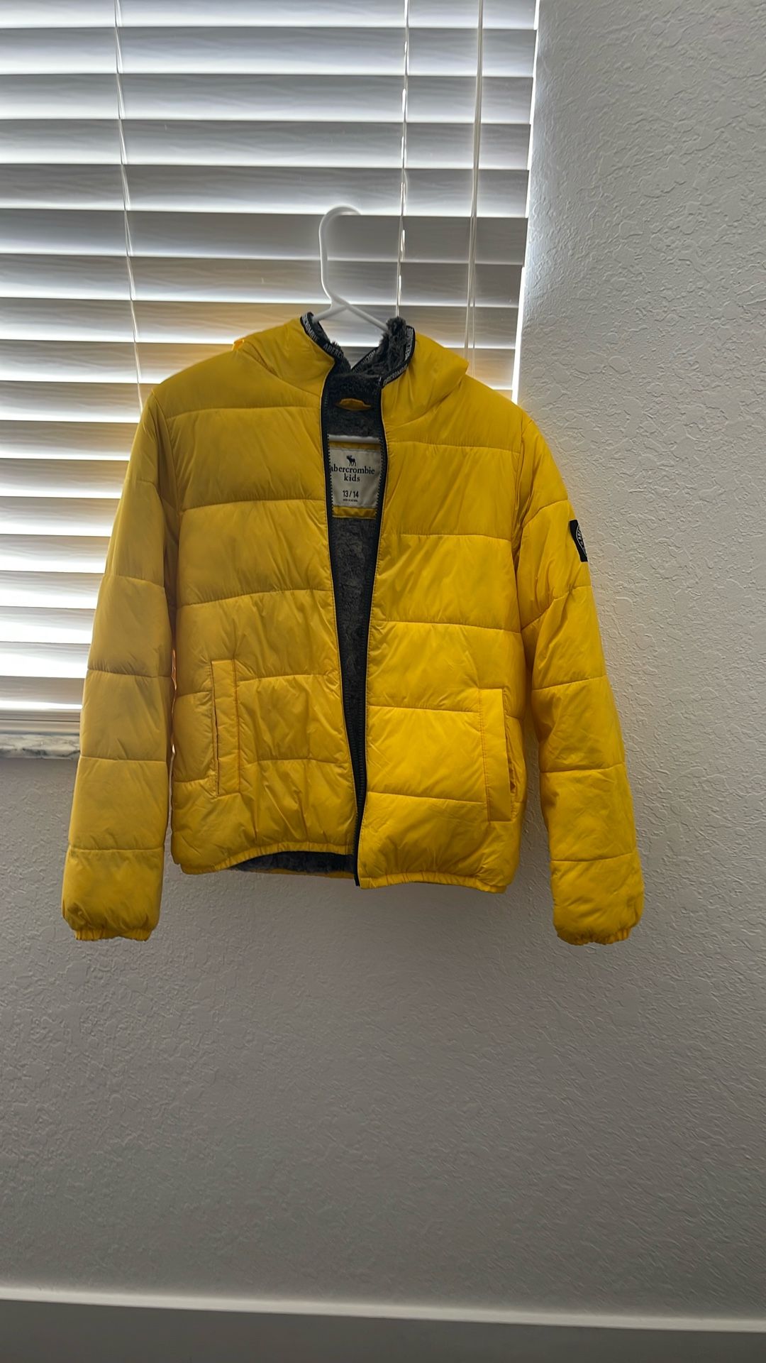 Abercrombie Kids sherpa-lined puffer jacket in yellow