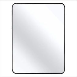 Black 30 in. W x 40 in. H Metal Framed Wall Mirror-Shatterproof HD Glass, Modern Rectangular Design