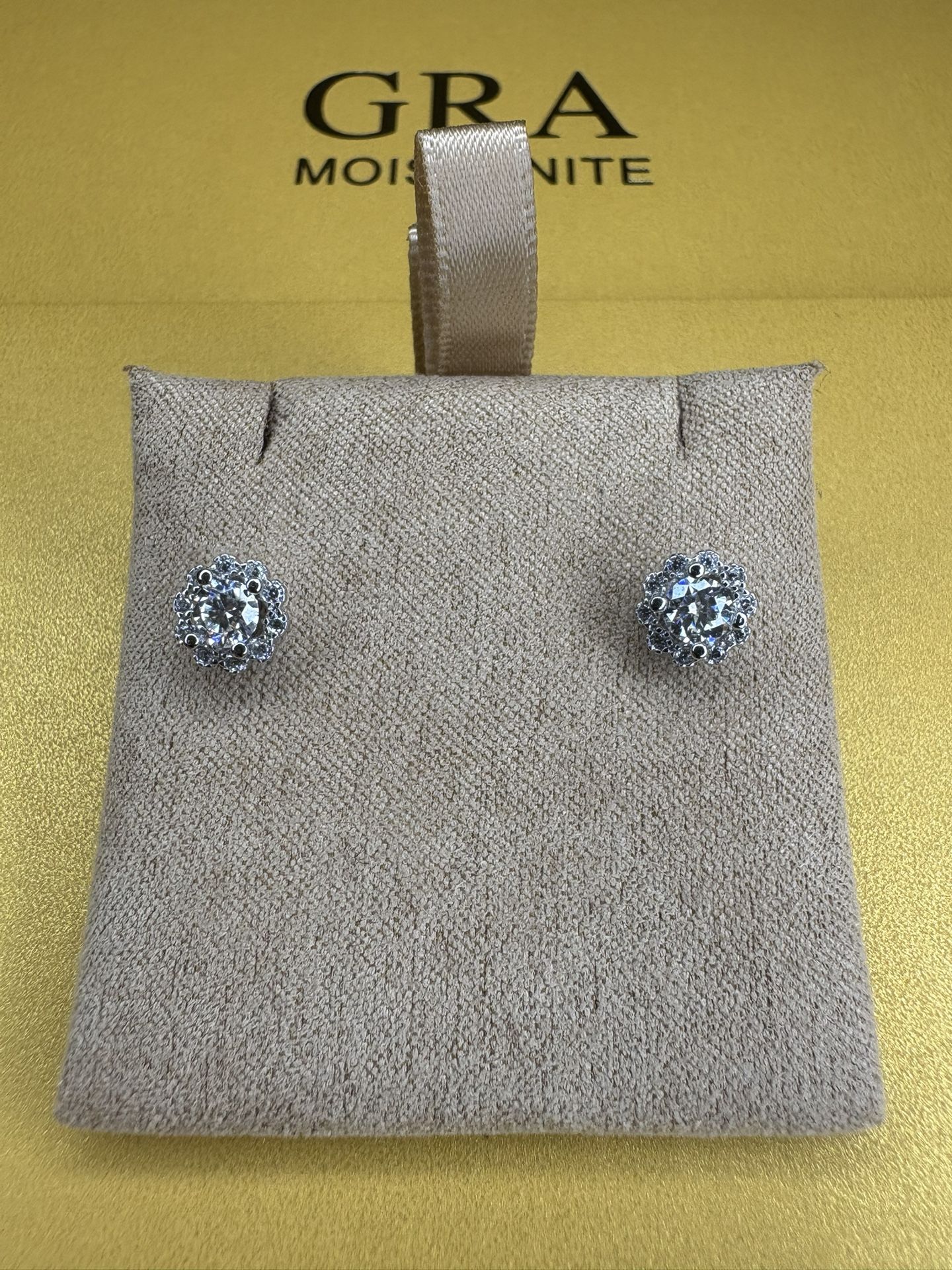 Moissanite Flower Earrings – 4.0mm 0.6ct Total, S925 Silver, GRA Certified VVS1