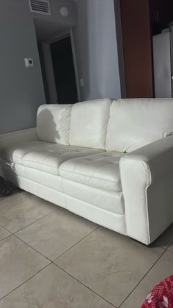 White Leather 3-Seat Sofa