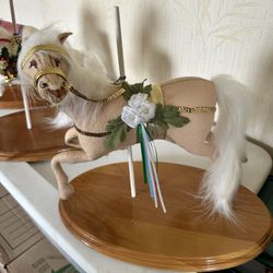 3 Rare Vintage Annalee Carousel Horses 