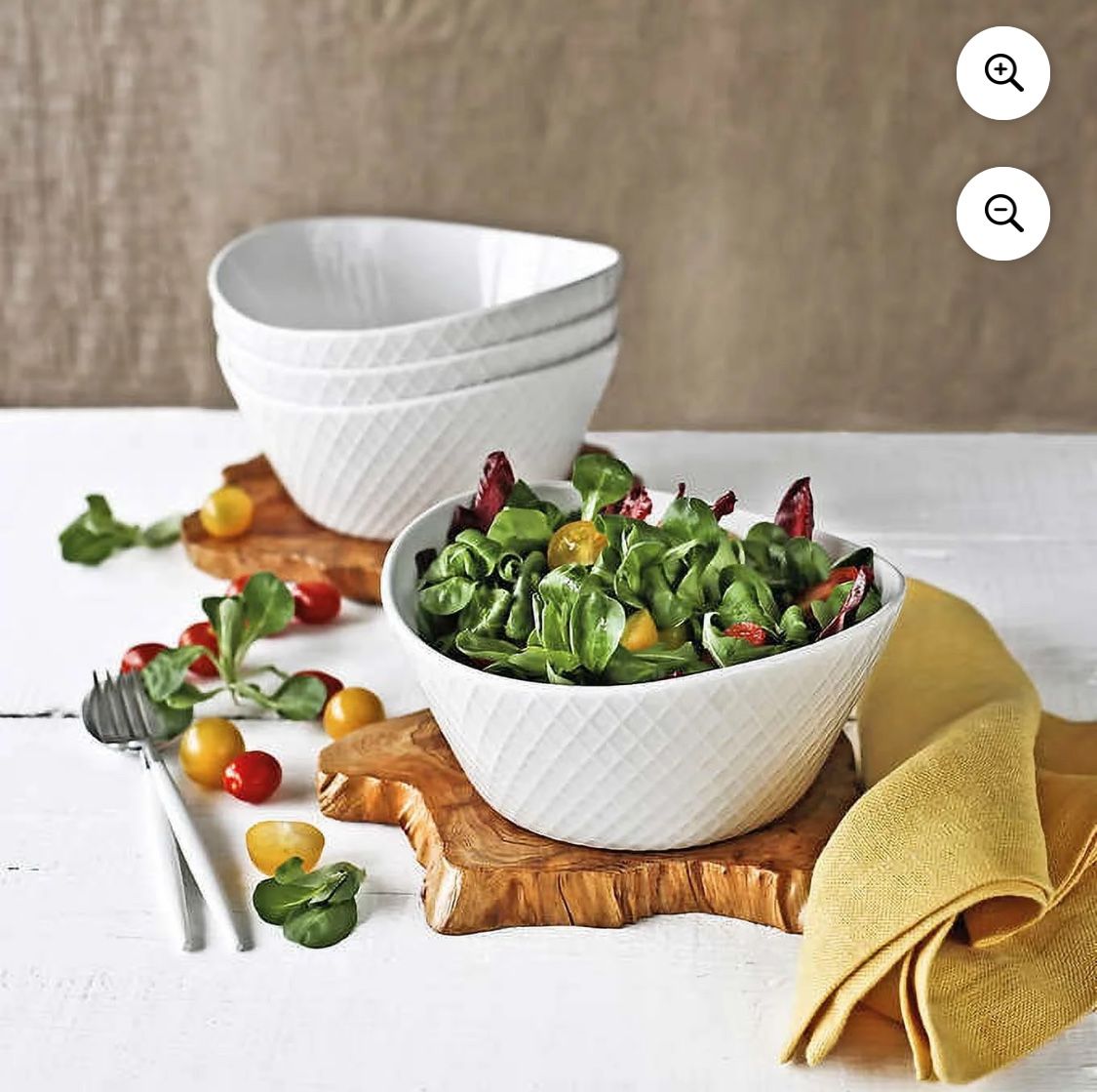 Over Back Piece White Porcelain Serving Bowl Set