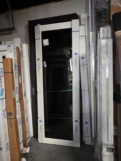 Two Brand New PGT 59.5W x 90.5H Impact Sliding Glass Door (Dark Tint) with Frame and Handles