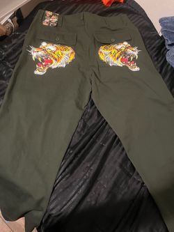 Ed Hardy Green Tiger Graphic Pants size 38