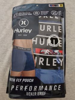 Hurley 4 Pack Performance Boxer Brief  Multi-Color Size Medium
