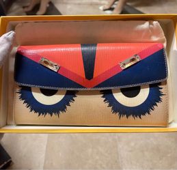 Vitello Elite FENDI Crystal Eye Monster Simply Continental Bellini Wallet