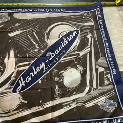 Harley Davidson Milwaukee Wisconsin Bandana Greg Color And Illustration Approximately 22” Square