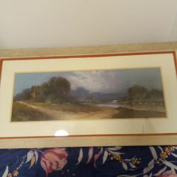 ANTIQUE  W.S. HUDSON VALLEY  SCHOOL LARGE PASTEL ON PAPER DRAWING 