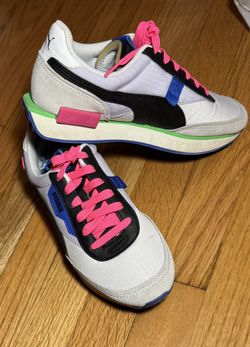 Puma Future Rider Play On White/Gray/Violet 373792-07 Neon Pink Size 6.5 Y2k
