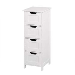 11.8 in. W x 11.8 in. D x 32.3 in. H White Bathroom Wall Cabinet with Drawers Linen Cabinet