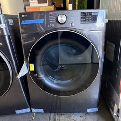 New open box LG 7.4 Cu. Ft. Vented SMART Stackable Electric Dryer in Black Steel with TurboSteam and Sensor Dry Technology