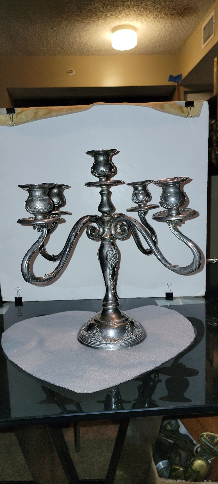 Beautiful Vintage GSA FIVE ARM CANDELABRA HOLDER 13" 