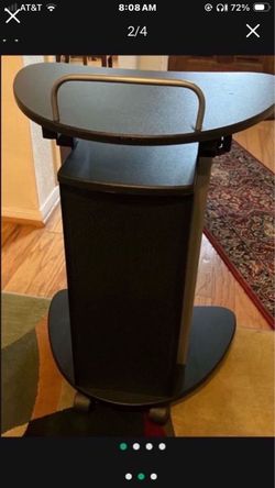 Black Rolling Podium Lectern with Handle