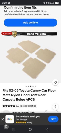 ONLY BACKSEAT MATS Camry 02' - 06'