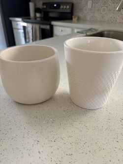 2 Small White Planters