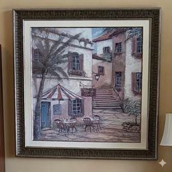 Large 46" x 46" Framed Tuscan Canvas Wall Art - Statement Piece