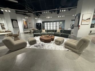 Green Curved Sectional Coffee Table Accent Chairs Message For Full Price