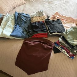 Teen Girl Clothing Bundle - Jeans (size 15/16, 23-25, 2) and Tops size S (total items 38)