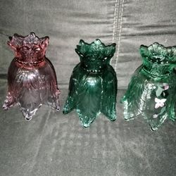 Set Of Three Fenton Candle Holders 