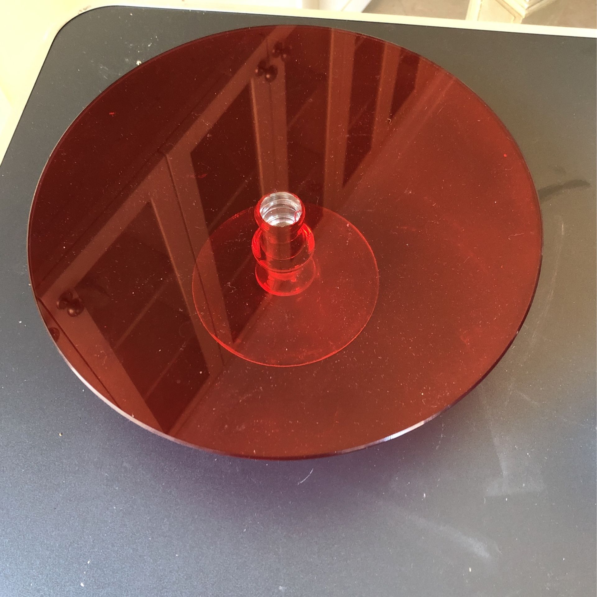 Red Glass Cake Dish