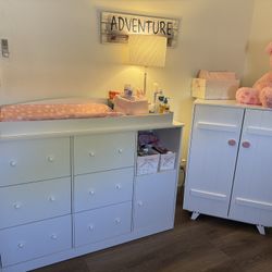 Baby Girl Changing Table & Wardrobe 