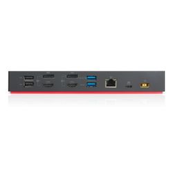 Lenovo Docking Station Dual Monitor Hybrid USB-C with USB-A, 135W, HDMI & DisplayPort Cable - Thinkpad Dock Station