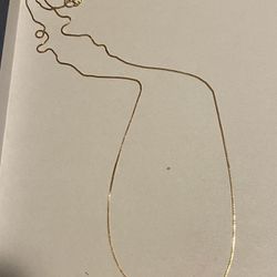 14k Gold Box Chain Necklace 