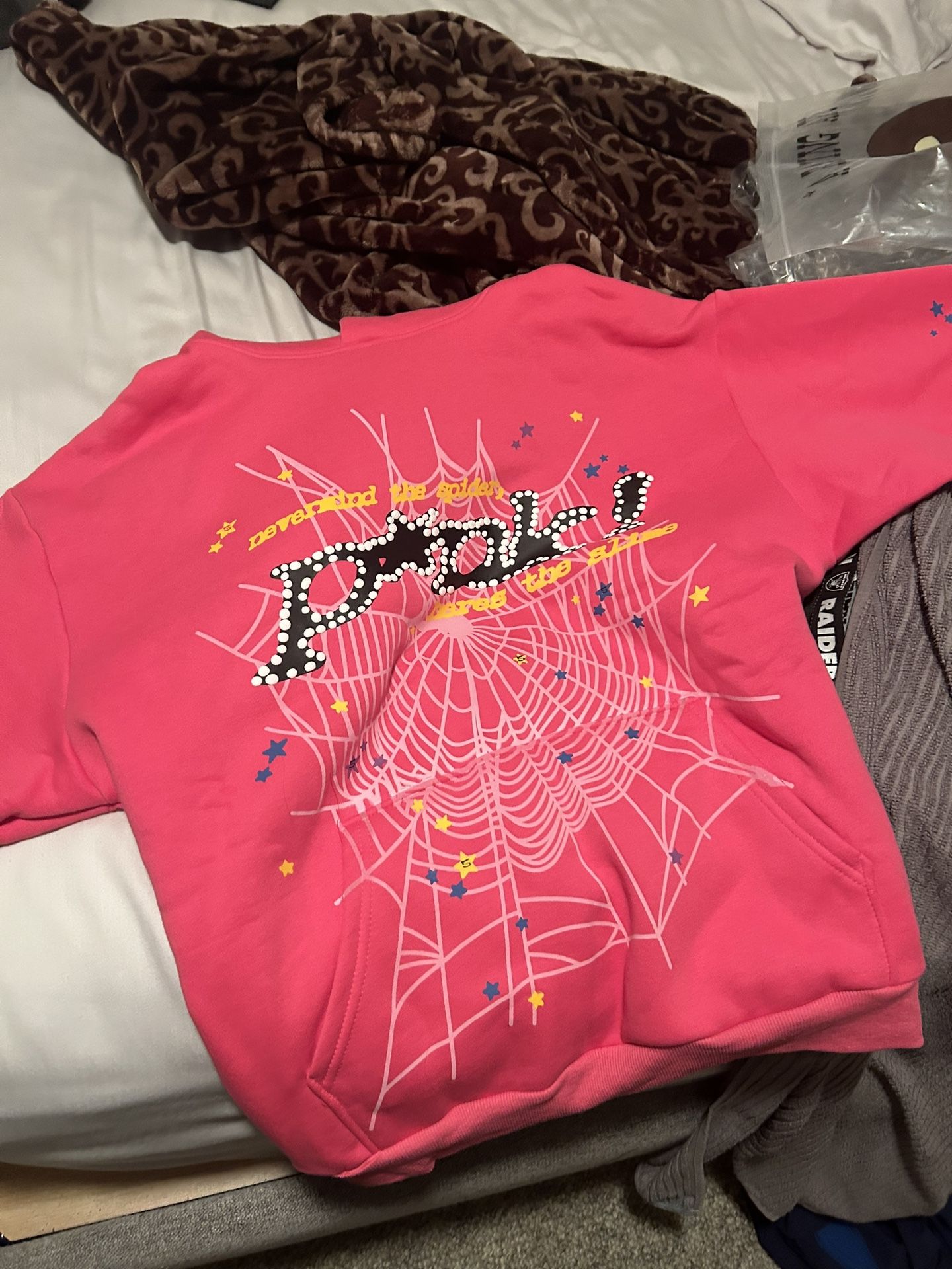 pink spider hoodie XL men