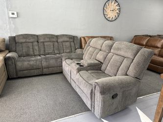 Grey Recliner Living Room Set 