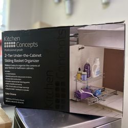 2 tier under cabinet sliding basket organizer