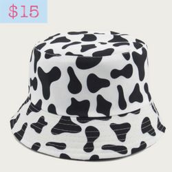 Cow print hat, shirt, skirt, socks purse