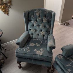 Custom Queen Anne-style wingback chair