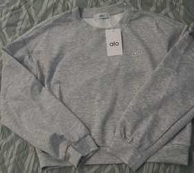 Grey set crop crewneck and wide leg pants