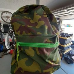 Neon Green Camouflage School Backpack