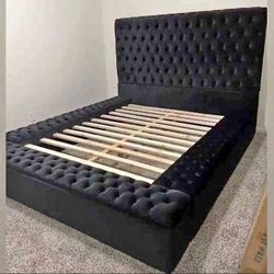 Queen Size Velvet Bed Frame With Storage By ASHLEY FINANCING AVAILABLE 