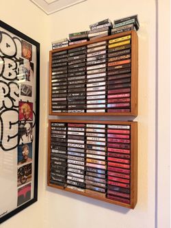 Napa Valley Company 64 Cassette Tape Wood Storage Wall Mount
