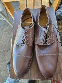 Brown Leather Cap-Toe Oxford Dress Shoes