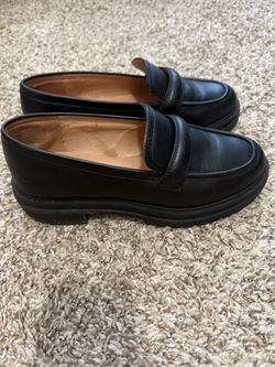 Madewell The Bradley Lug Sole Loafers Chunky Black Leather Womens 7.5 Slip On