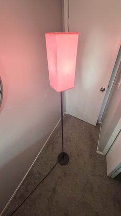 Floor Lamp with Pink Fabric Shade