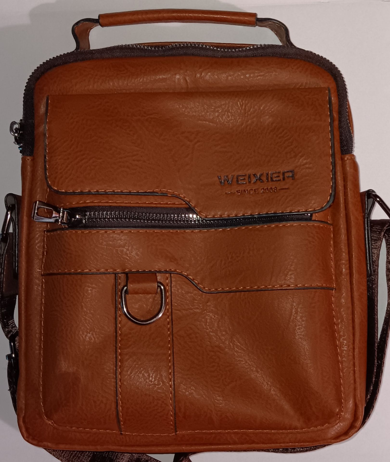 Weixier Men’s Crossbody Shoulder Bag PU Leather Messenger Travel Satchel – Brown