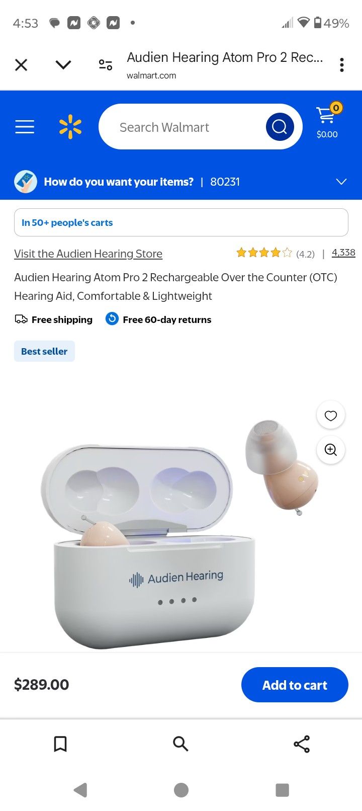 Audien Atom Pro 2 OTC Hearing Aids